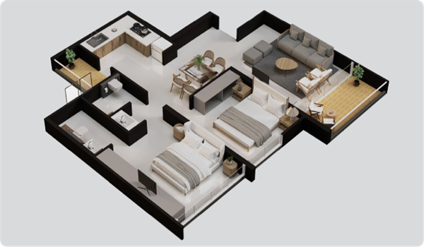 2 BHK Floor Plan